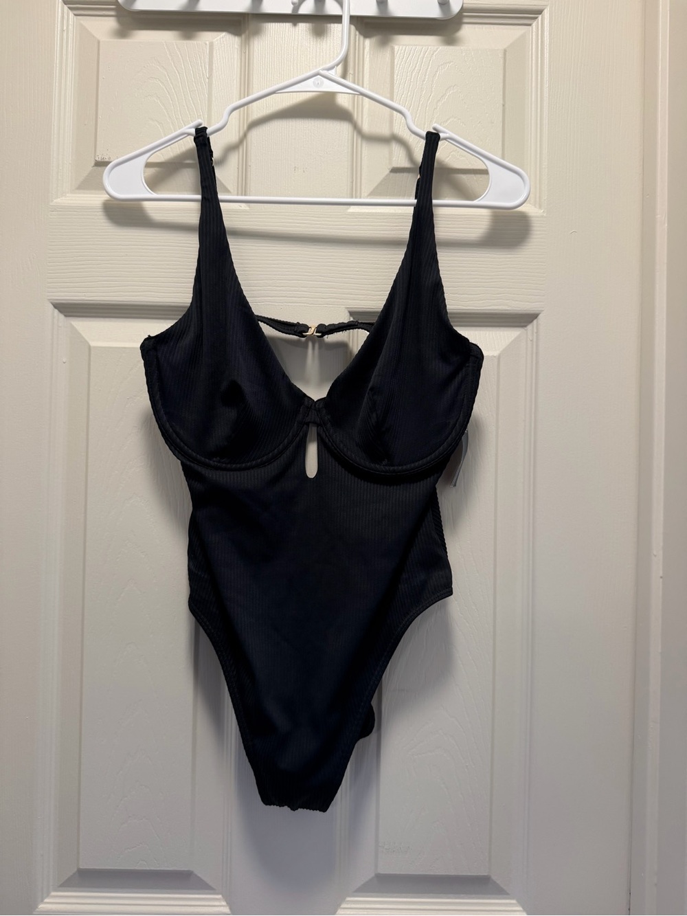 Hollister Black Ribbed Underwire One-Piece Swimsuit